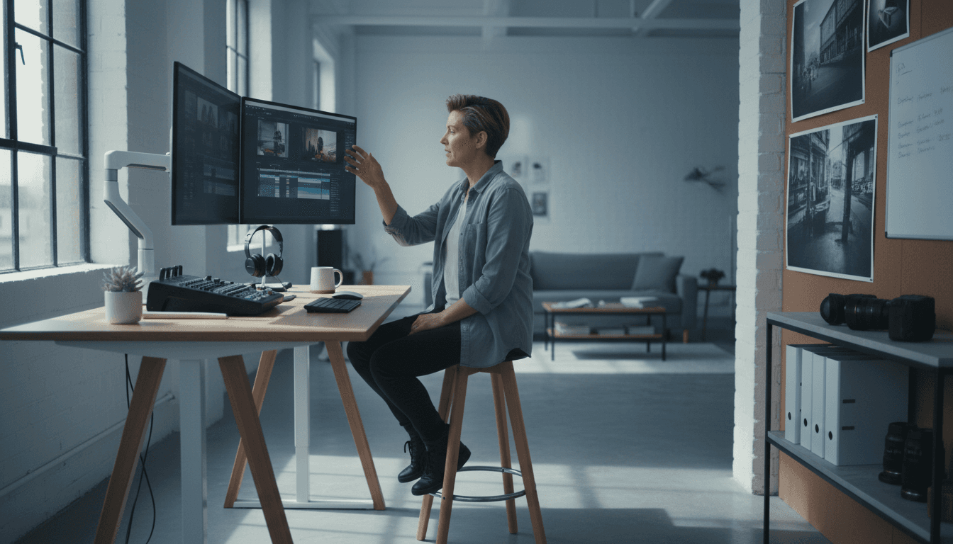 Toronto creative studio workspace with camera and lighting equipment