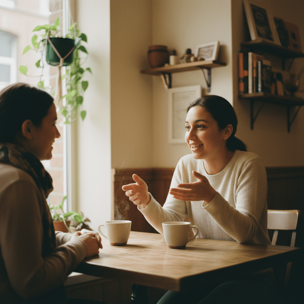 Creative team having a planning meeting over coffee at a Toronto café